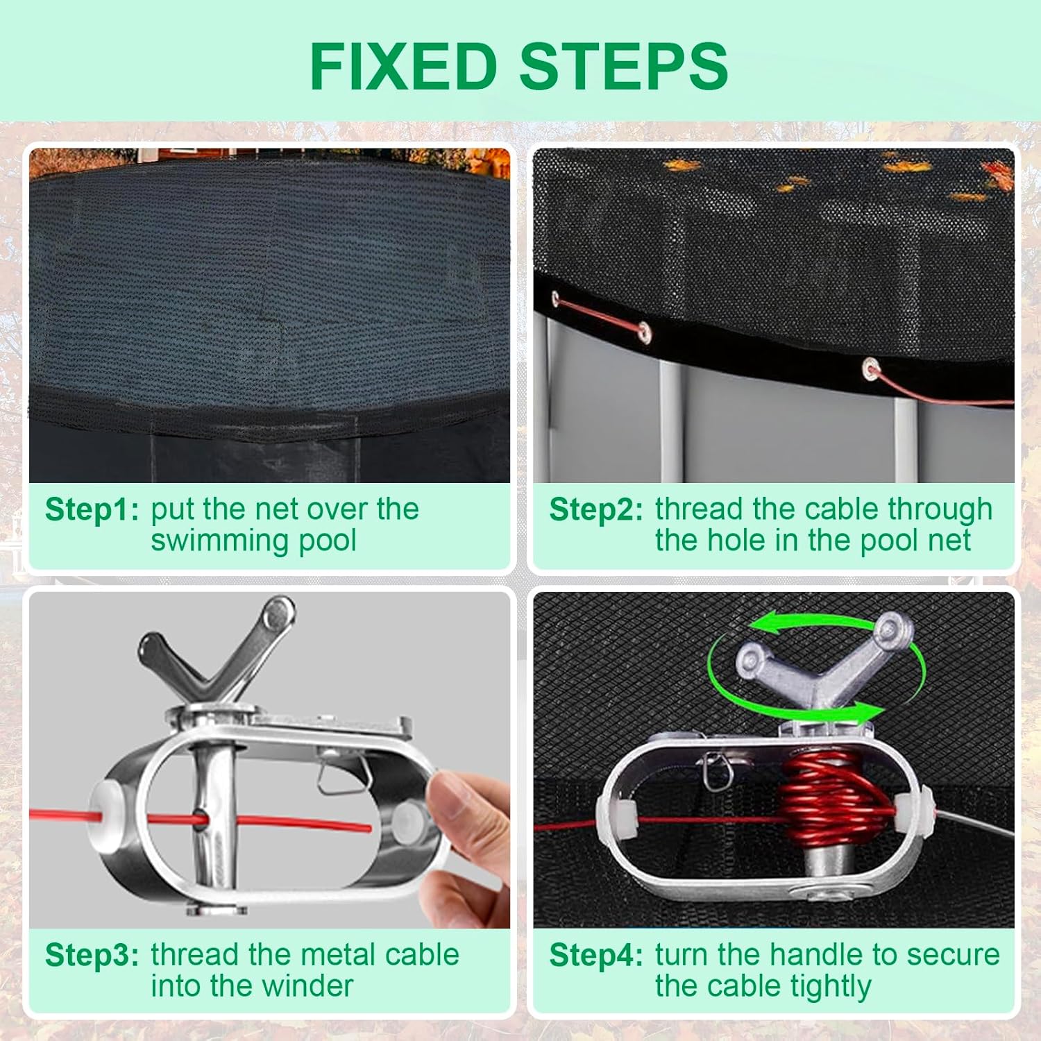 21-ft Round Leaf Net ANbove Ground Pool Cover, Heavy-Duty Swimming Mesh Pool Leaf Net Cover with Winch & Cable for Leaves and Debris, 0.07in Dense Mesh Pool Cover，Pool Leaf Netting Size: 24.6FT