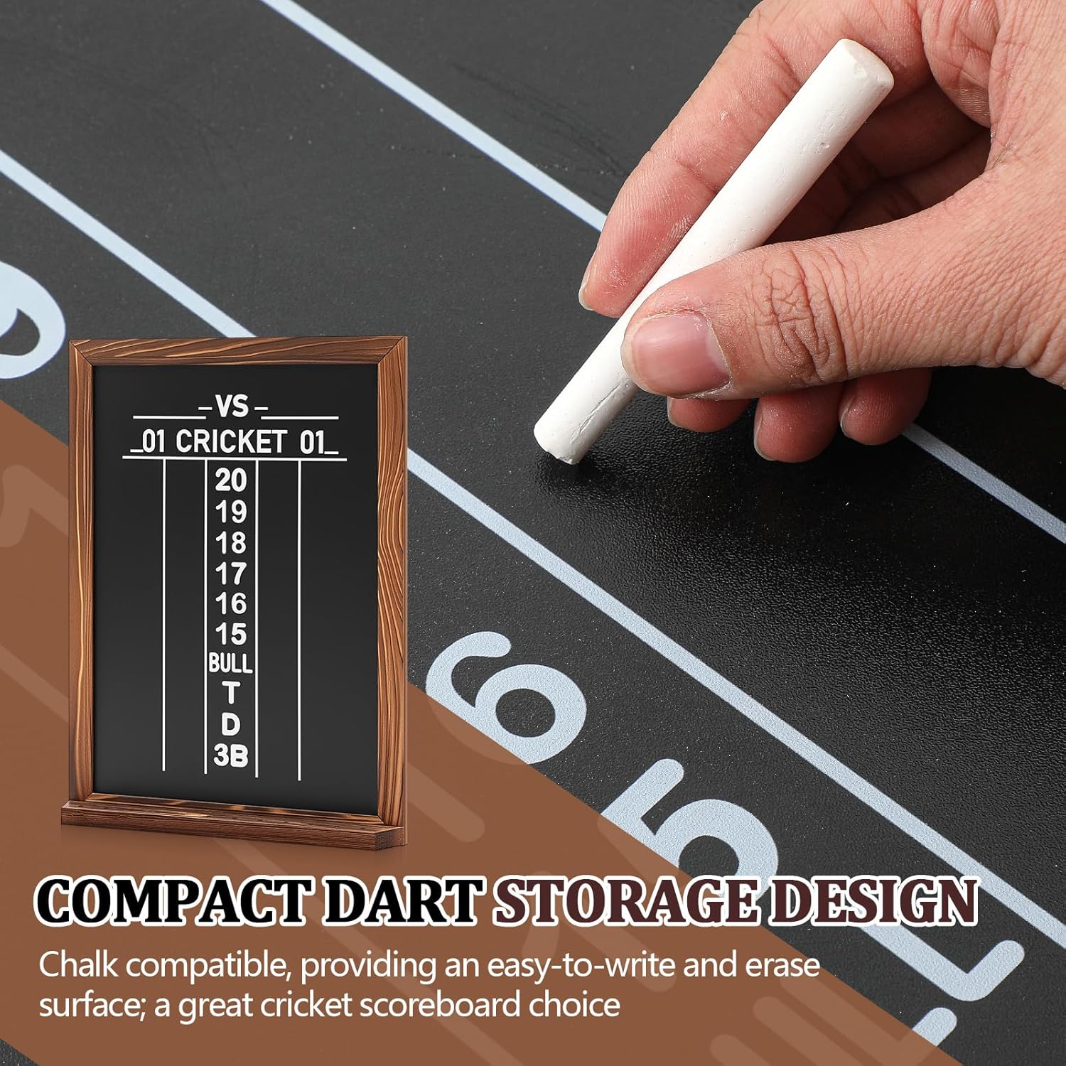VioraWhite Dart Scoreboard for Cricket and 01 Darts Games Darts Holder Wall Mount Wood Dartboard Accessories for Cricket and 01 Dart Games with Marker