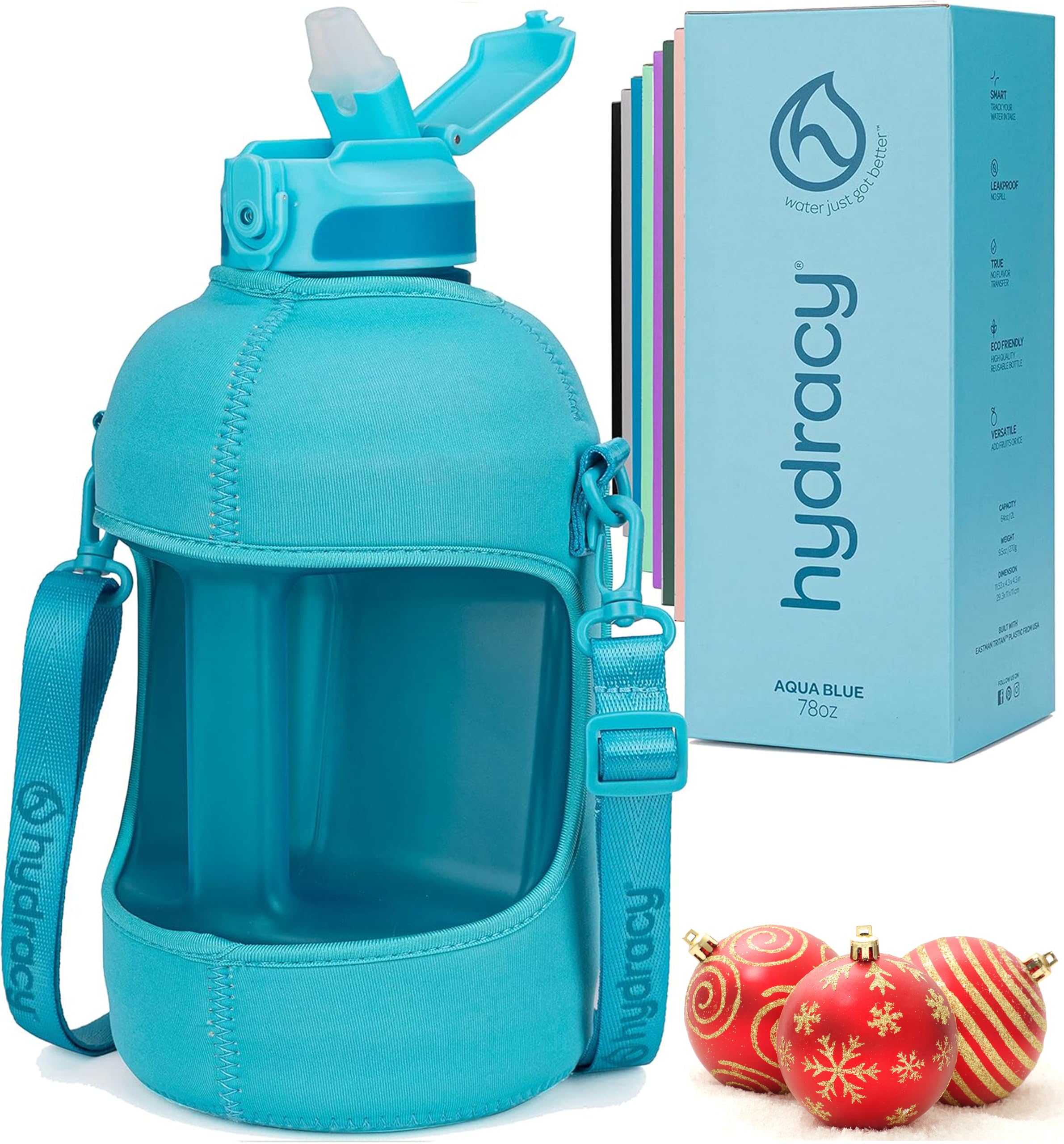 Hydracy Water Bottle with Time Marker -Large BPA Free Water Bottle & No Sweat Sleeve -Leak Proof Gym Bottle with Fruit Infuser Strainer & Times to Drink -Ideal for Fitness Sports & Outdoors