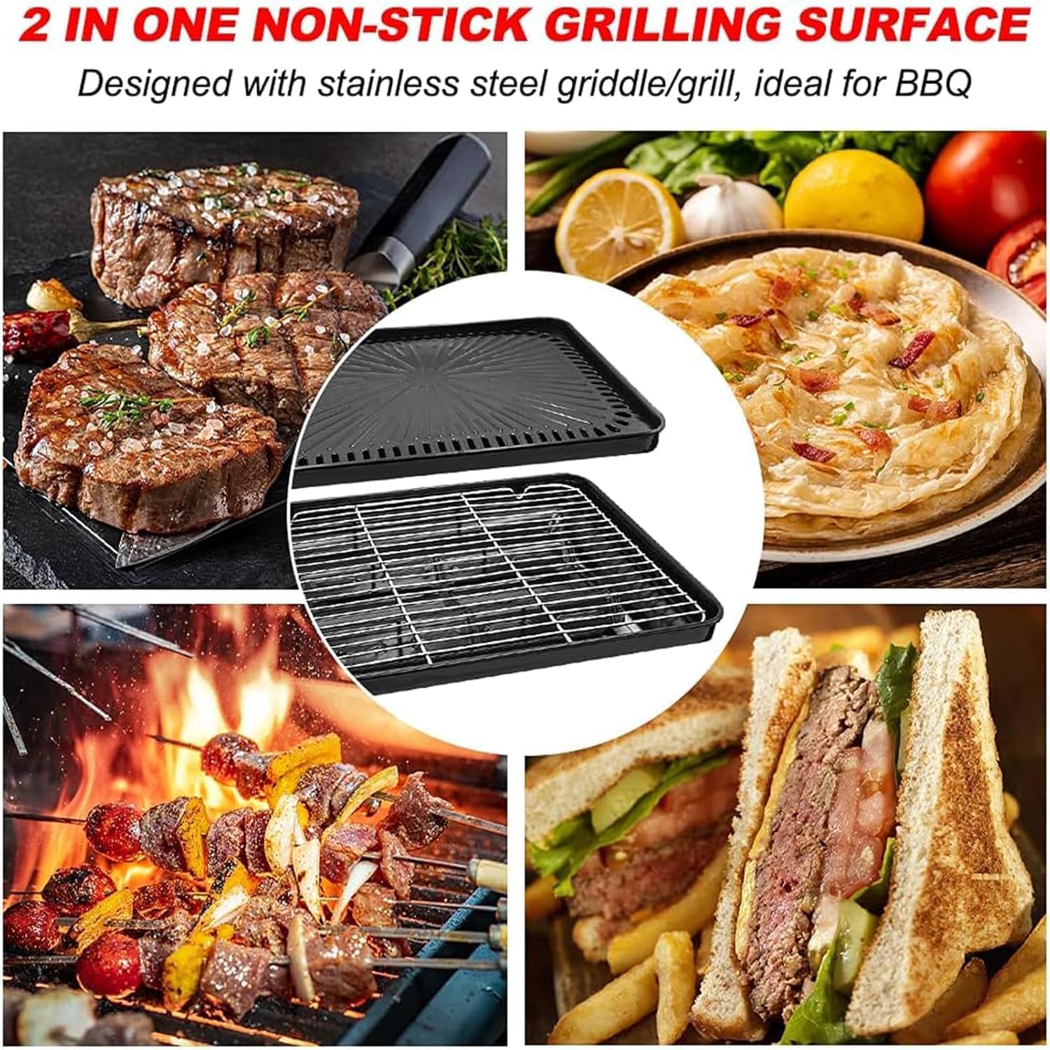 SMH LINE Juego de barbacoa de gas 2 en 1 para camping, incluye 16 cartuchos de gas de 227 g, barbacoa para balcón, barbacoa de mesa, hornillo de camping, maletín portátil, incluye accesorios, parrilla