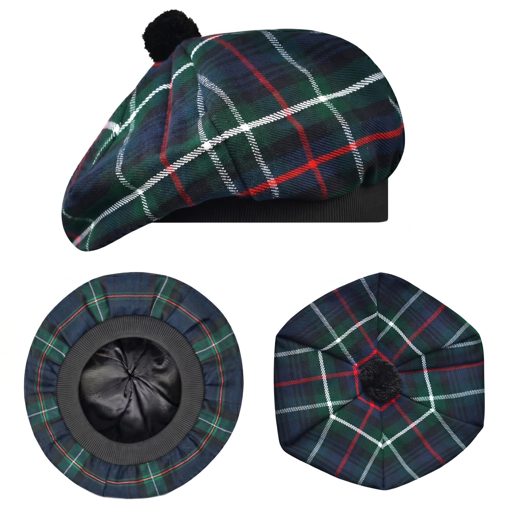 H Highland Redstone Unisex Mackenzie Scottish Hat Tam O Shanter Scottish Bonnet Tartan Hat Acrylic Wool With Pompom (Uk, Alpha, One Size, )