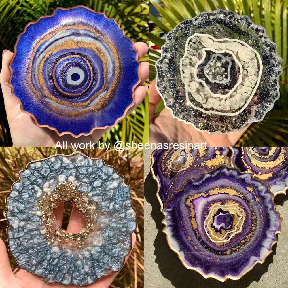 ResinWorld 6 Pack Geode Coaster Molds for Resin + 3 Tier Resin Mold, Cake Stand Molds for Resin