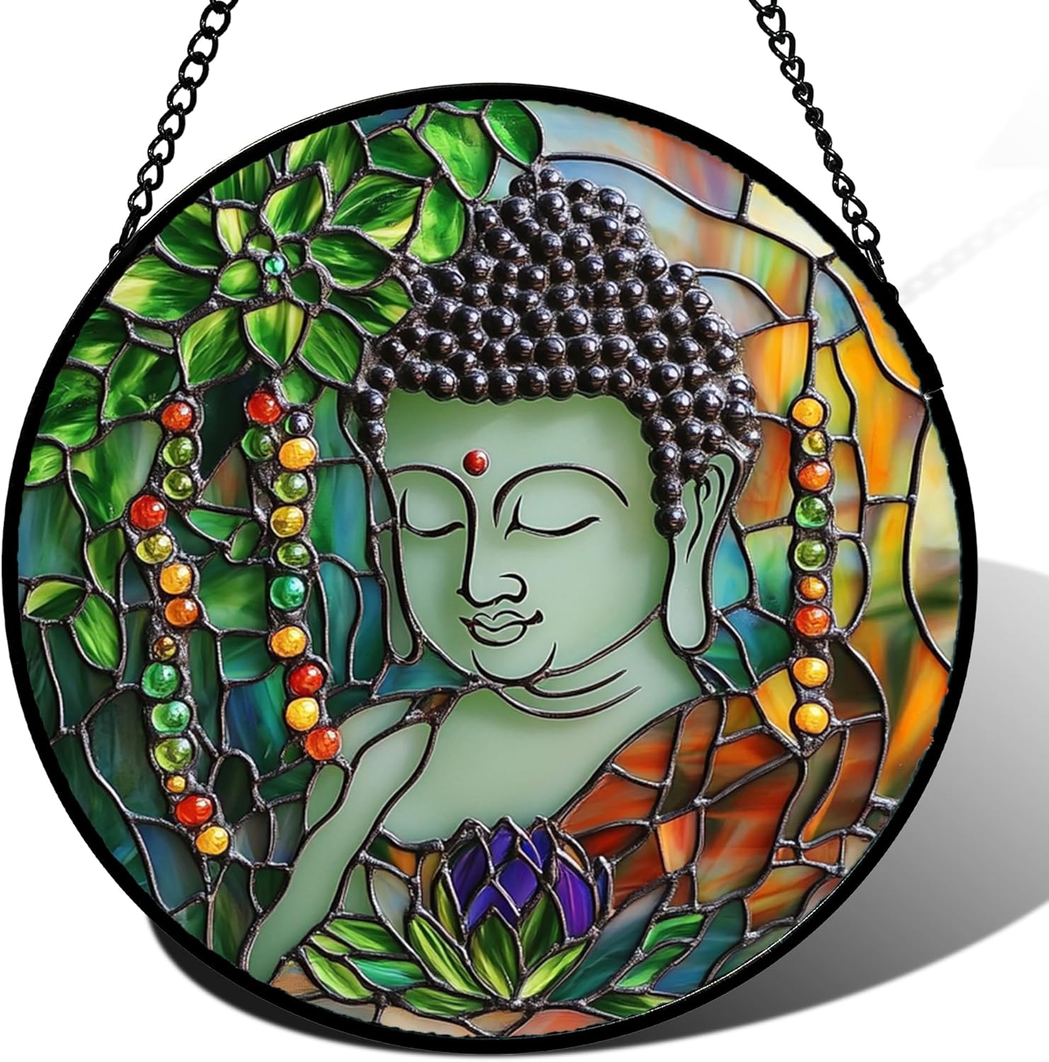 HKDGOKA Lotus Buddha Suncatcher Review: Best Stained Glass Hanging for Garden Sunrooms & Patios