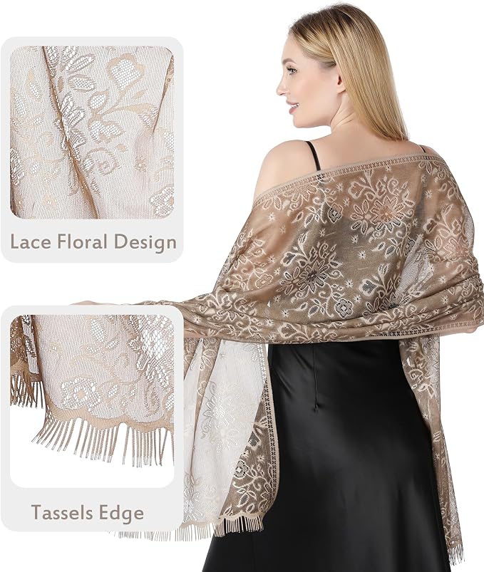 Rebozo elegante de encaje para mujer miniatura 4