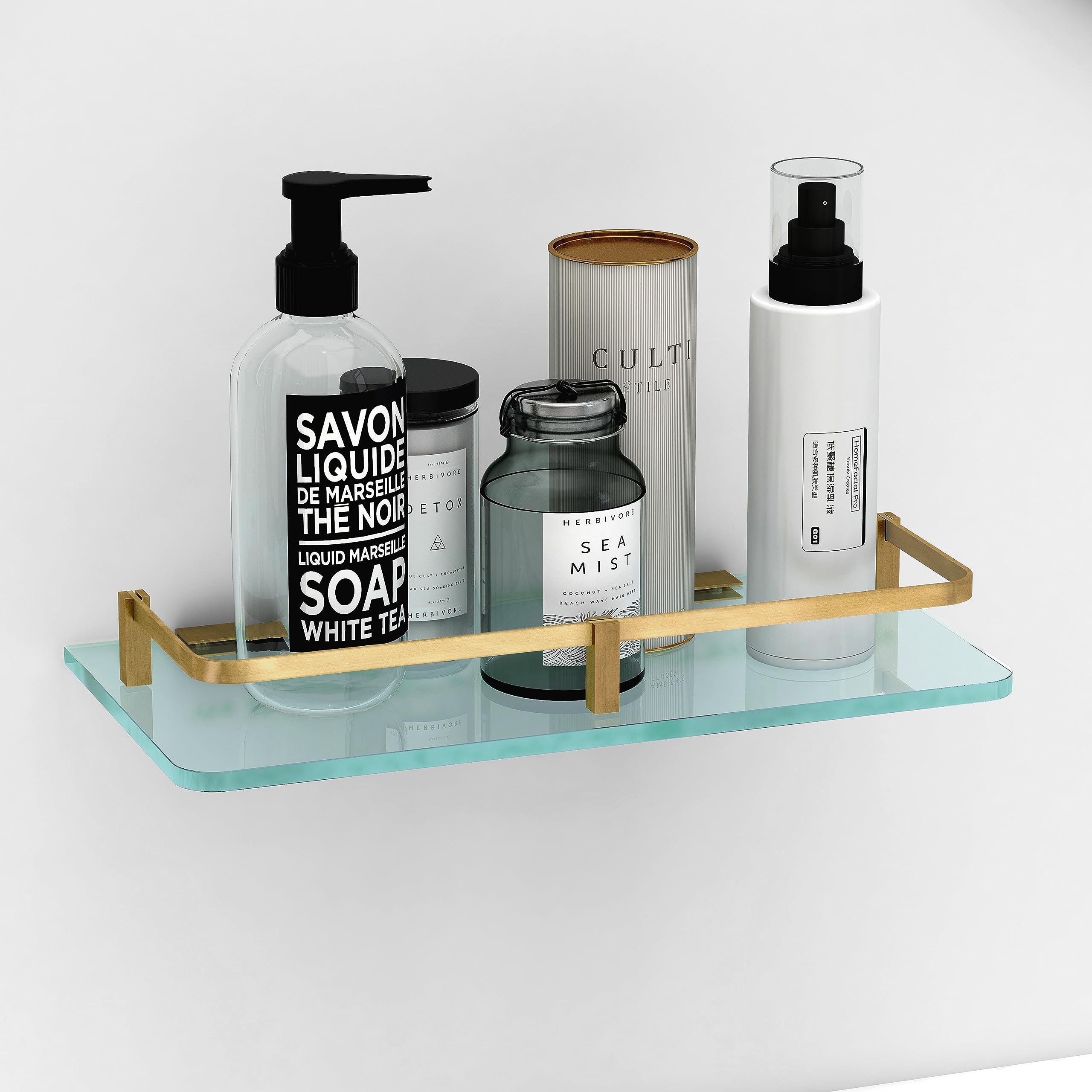 Plantex Premium Frosted Glass Shelf for Bathroom/Kitchen/Living Room with Brass Railings and Brackets - Bathroom Accessories (Brass Antique 12x6 - Pack of 1) (B09G6Y5HJS) Amazon Price History, Amazon Price Tracker
