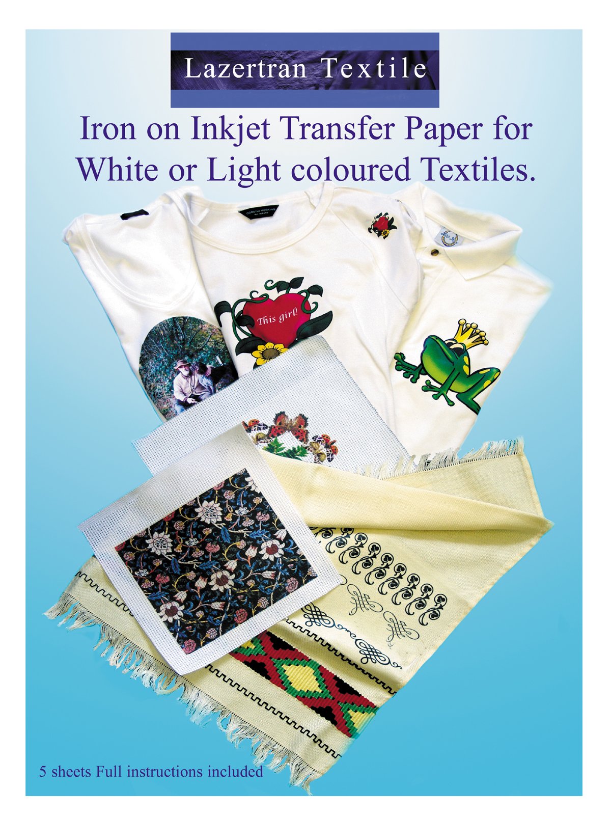 Lazertran Iron-on Inkjet Transfer/Lt Textile