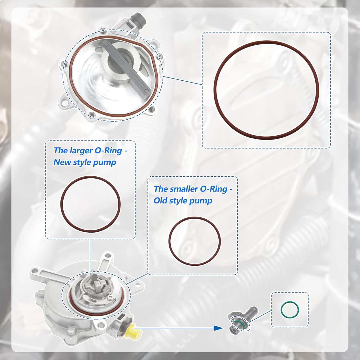 2.0T Vacuum Pump Rebuild Gasket Seal Kit Replacement for 2005–2008 Audi - A3, A4, TT and VW -Jetta, GTI, GLI, Passat, EOS, Golf R, for 2.0T FSI MKv, B6, 8P, B7 Gasket.
