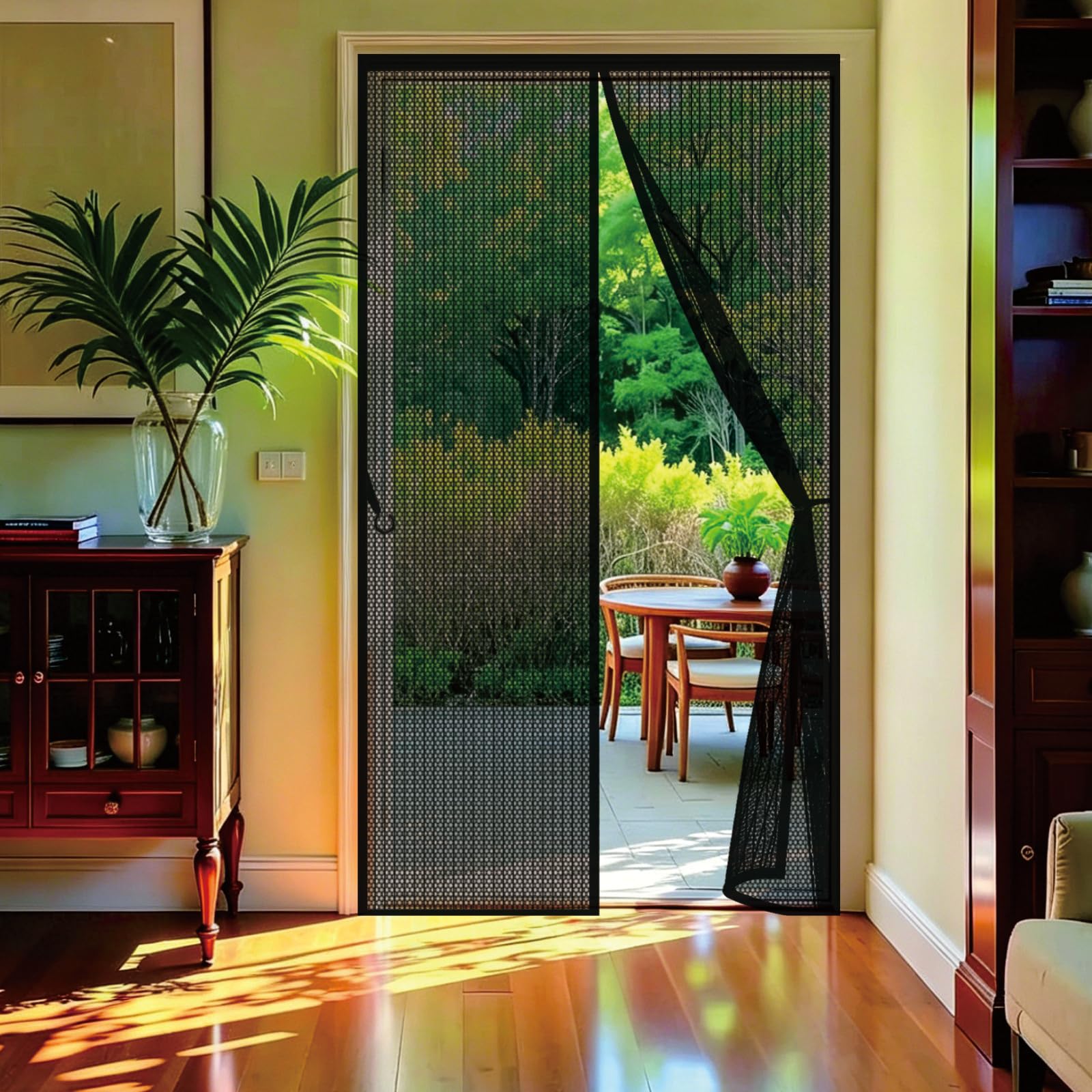 Moustiquaire aimantée couloir 54x184 cm noir à maille dense sans perçage