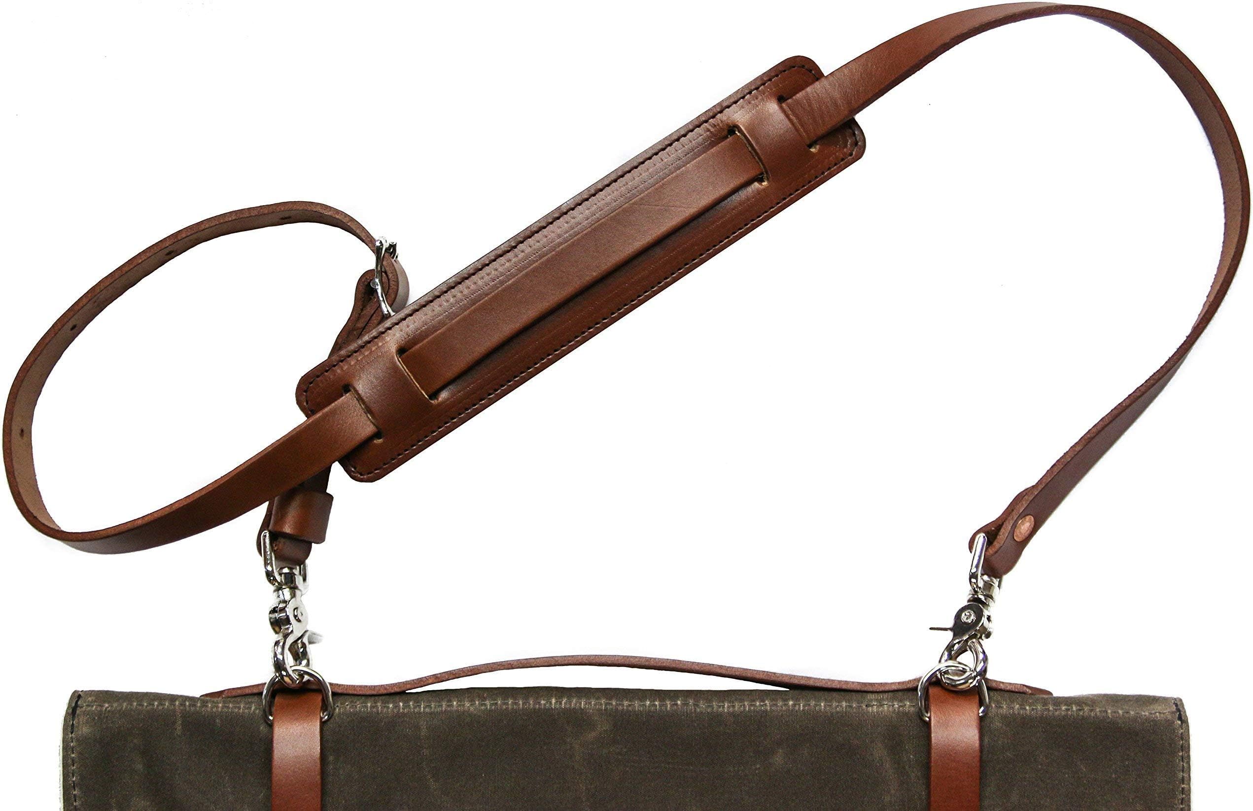 Knife Roll Shoulder Strap - Brown Leather - Made in USA