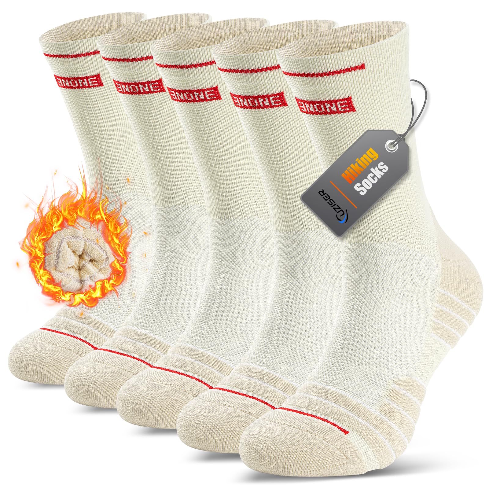 Mens Walking Socks,Winter Warm Thick Socks Thermal Socks Moisture Wicking Multi Performance,Work Socks for Outdoor Running Trainer Trekking 5 Pairs