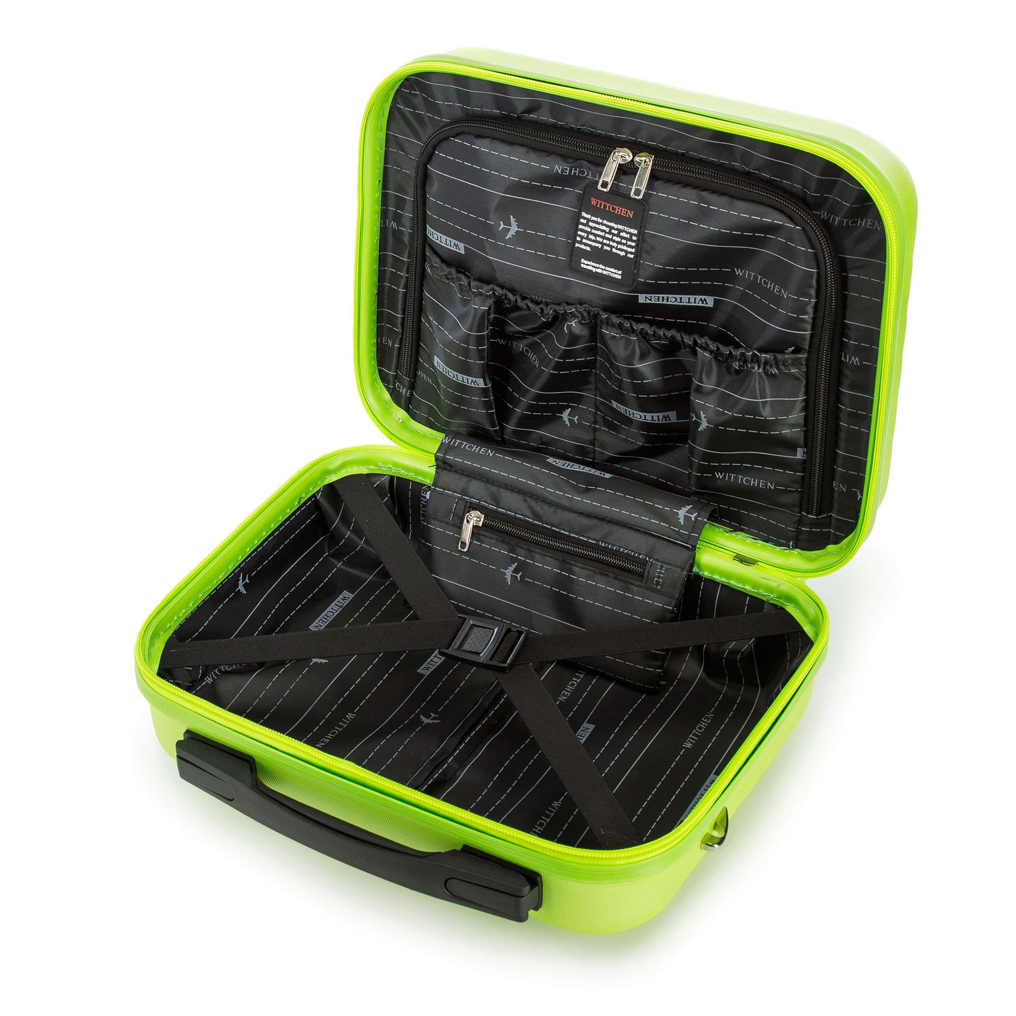 WITTCHEN Necessaire Estuche Cosmético de Viaje Maleta de Mano Maletín de Cabina ABS Neceser Rigid Cube Line Lima