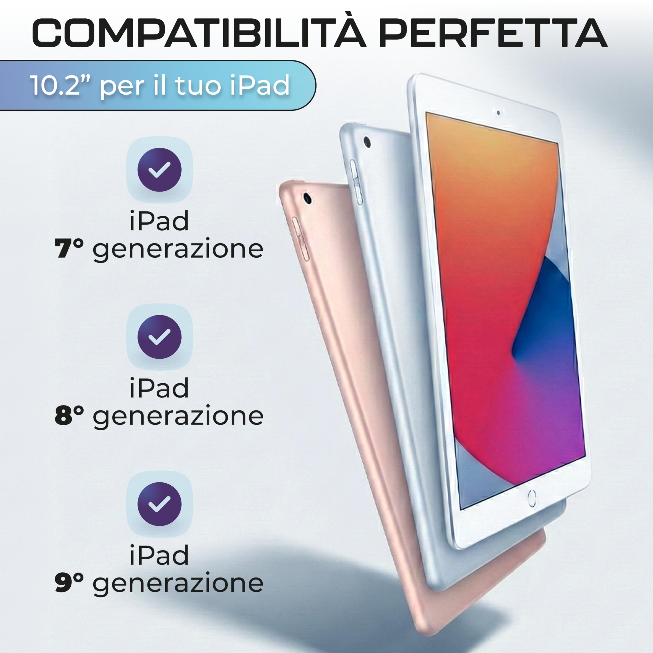 Pellicola Vetro Temperato Anti Luce Blu per iPad 10,2 Pollici 9° Generazione 2021, 2 Pezzi