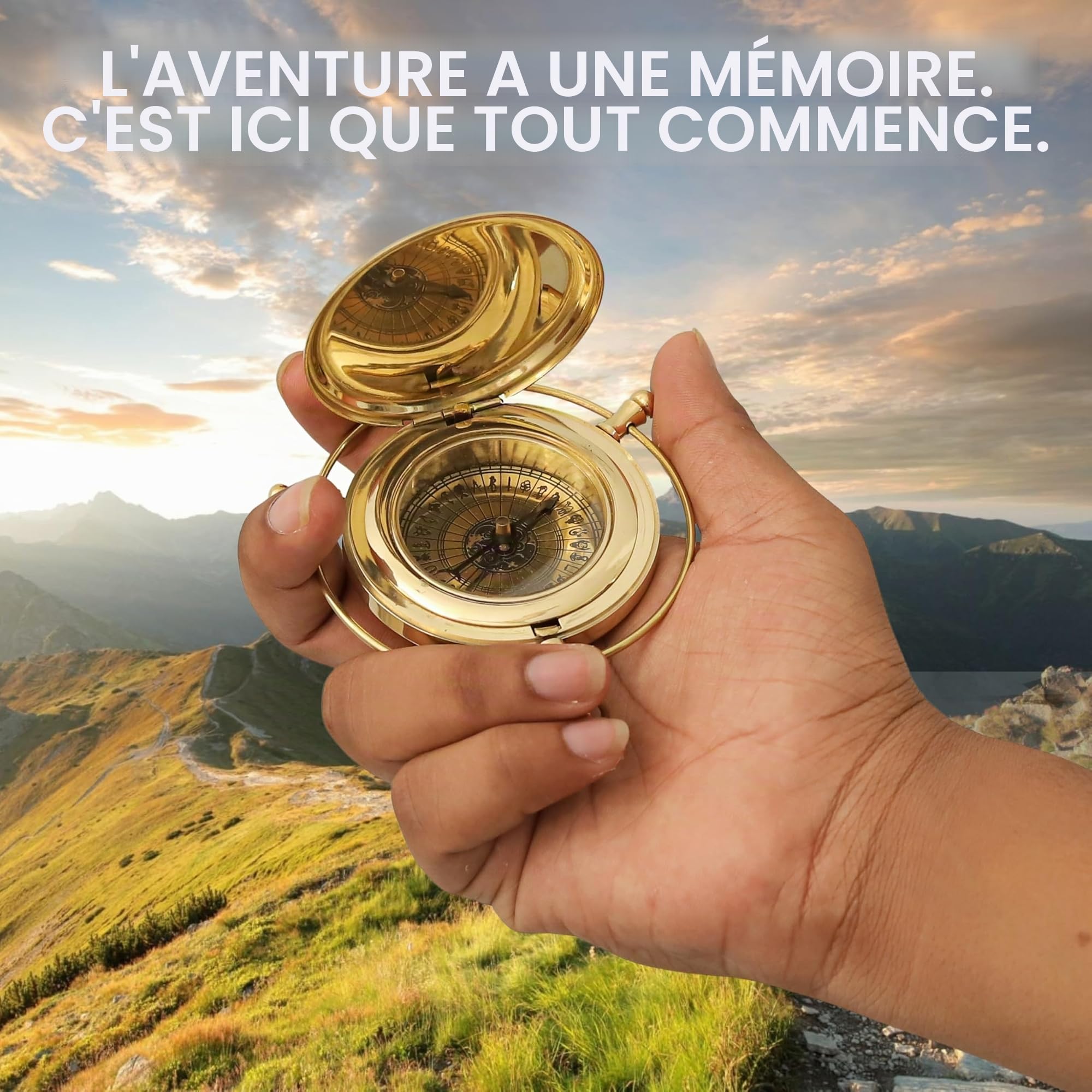 Aléthiomètre en laiton antique au design unique avec décor nautique - Cadeau de voyage pour les amateurs de films cultes, cadeau de Noël, souvenir de baptême, mariage, anniversaire et anniversaire