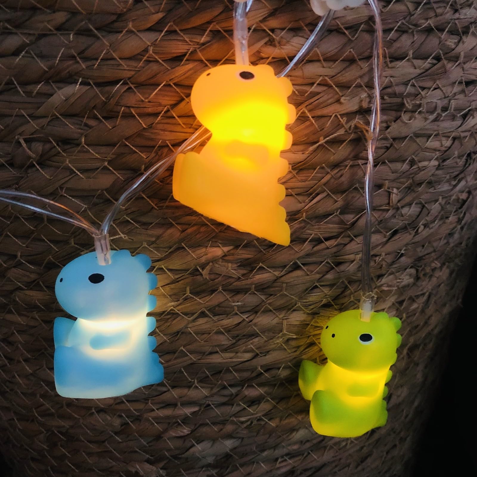 Riaxuebiy Cute Dinosaur String Lights 20LEDs Dino Light 9.8FT Dinosaur Night Light USB Powered Fairy Lights Small Dinosaur Figures Set Indoor Outdoor Children's Room Decoration (3Color Dinosaur) - Image 3