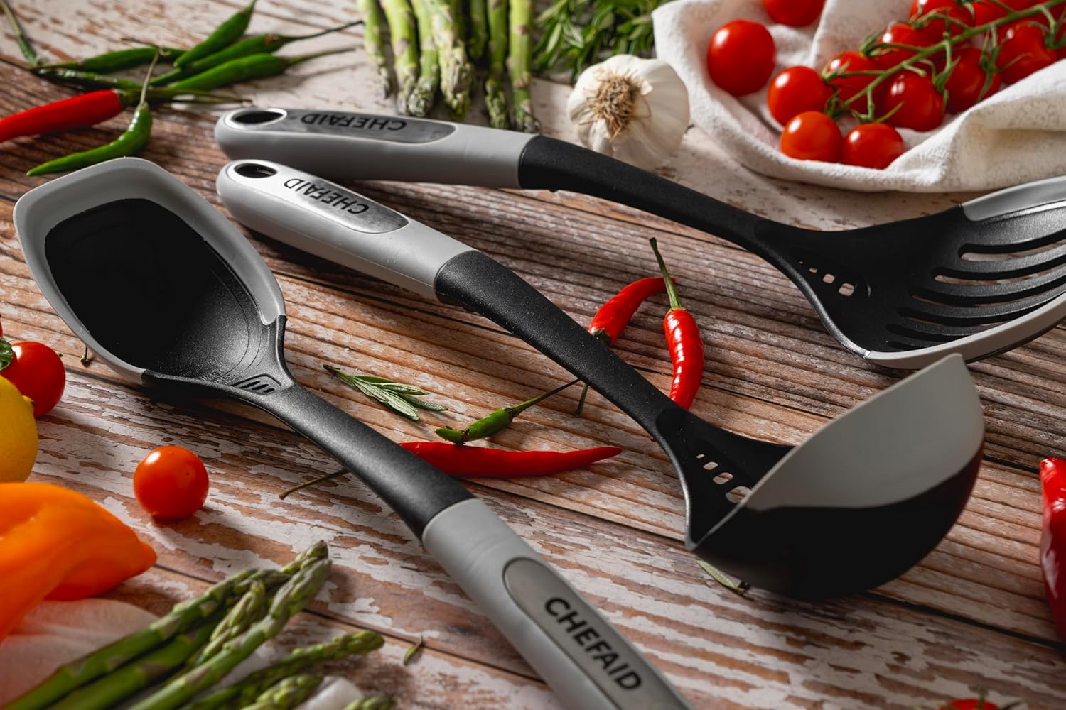 Chef Aid Nylon Jumbo Turner, Essential Kitchen Utensil, Includes Grating Surface, Non-Slip Grip Handle, Non-Stick Safe, BPA Free