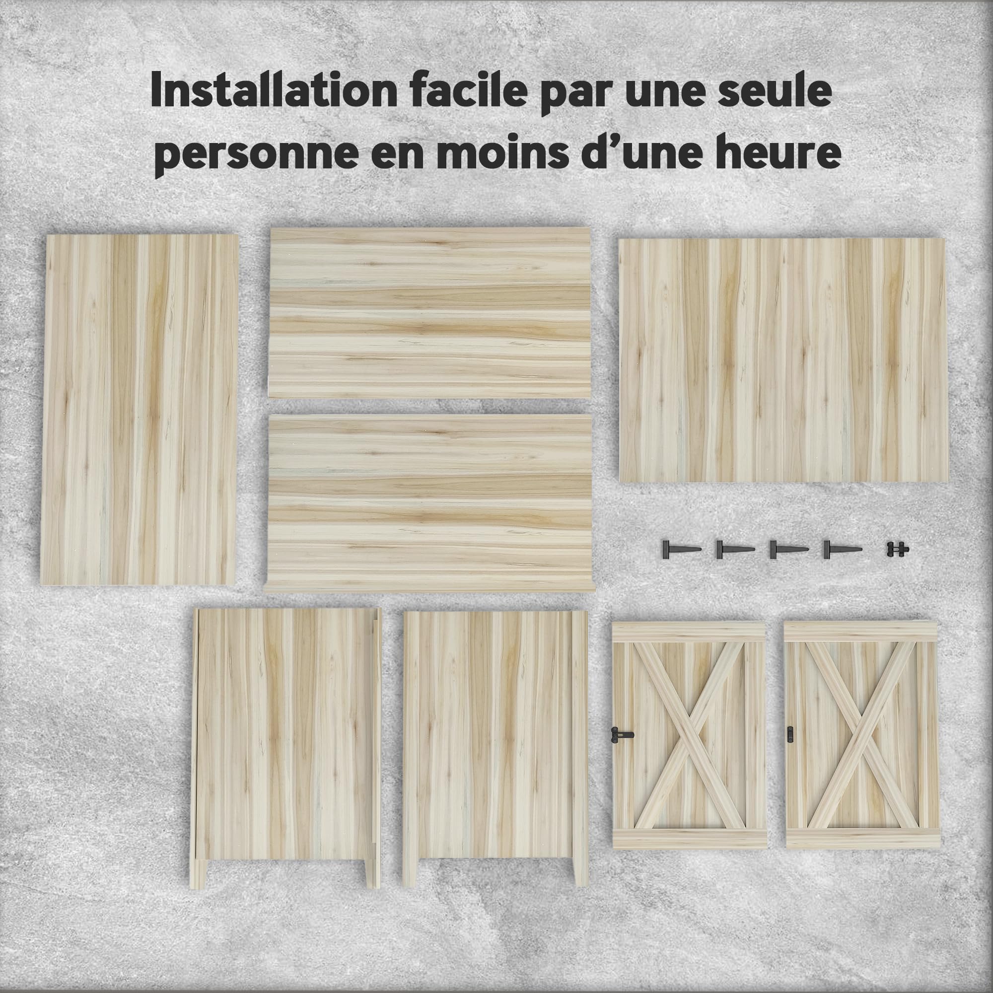 Outsunny Armoire de Jardin en Bois Étagères 110 x 60 x 88,5 cm Naturel | Double Portes, Placard de Jardin, Armoire à Outils