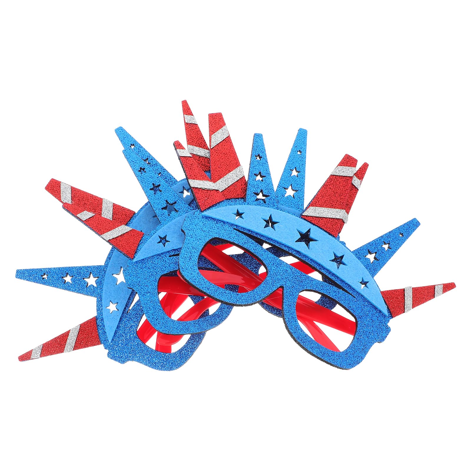 LOGOFUN 3PCS USA Patriotic Glasses Lady Liberty Crown Style Comfortable Funny Sunglasses for July 4th Independence Day Celebrations Party Decorations