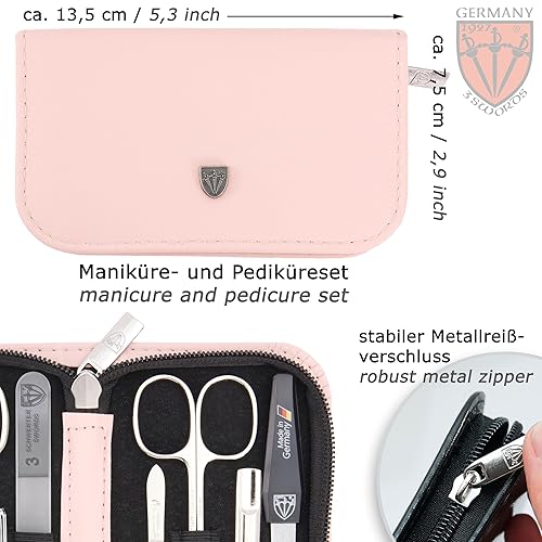 Miniatura 4 de 3 Swords Germany - calidad de marca 8 piezas manicura pedicura kit de aseo conjunto moda cuero caso rosa claro, hecho en Alemania