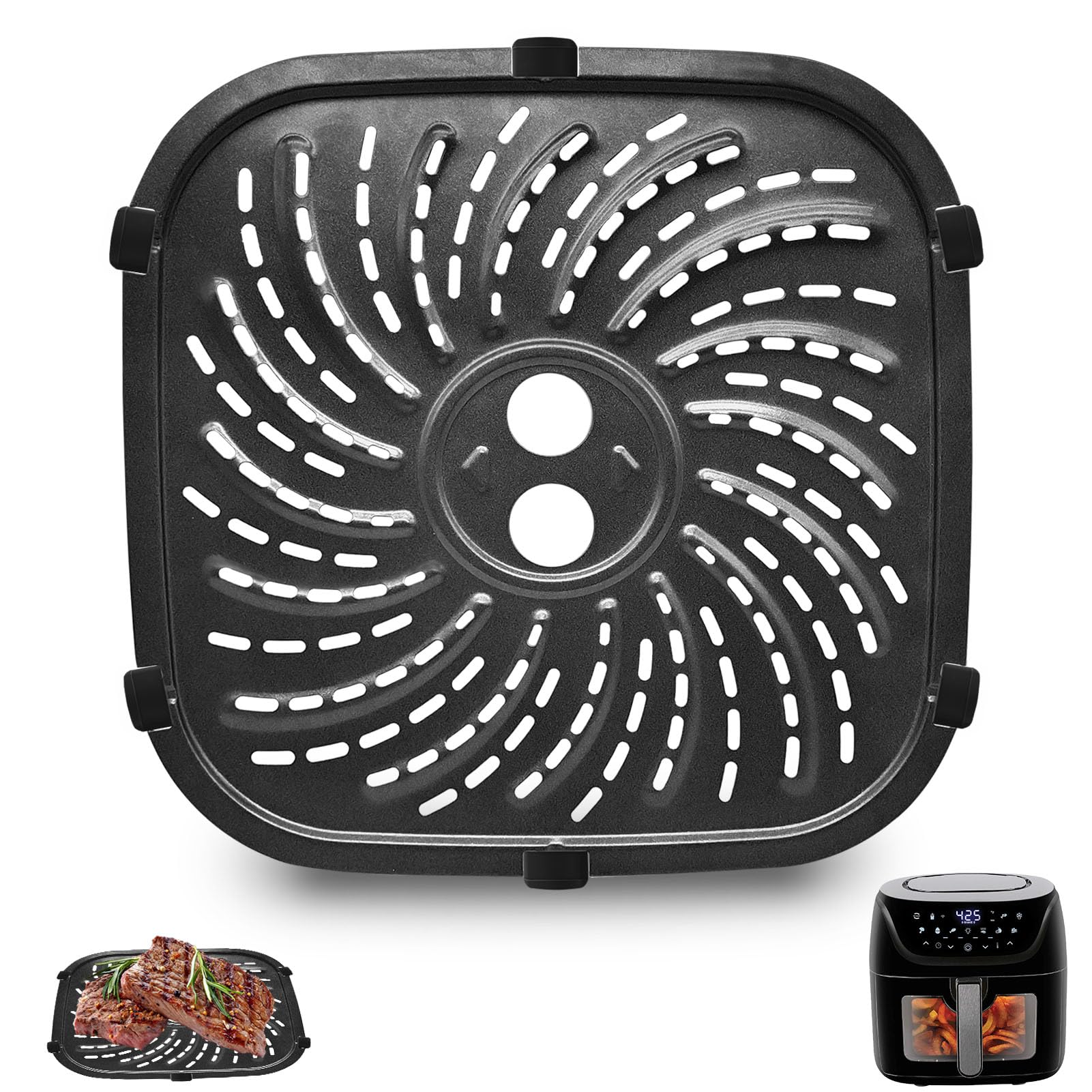 GCQ Air Fryer Accessories for PowerXL 4-Quart Digital Air Fryer with Fry Tray,Food Grade Air Fryer Replacement Parts Replacement Tray Rack Baking Pan Grill Pan Grill plate Crisper Plate