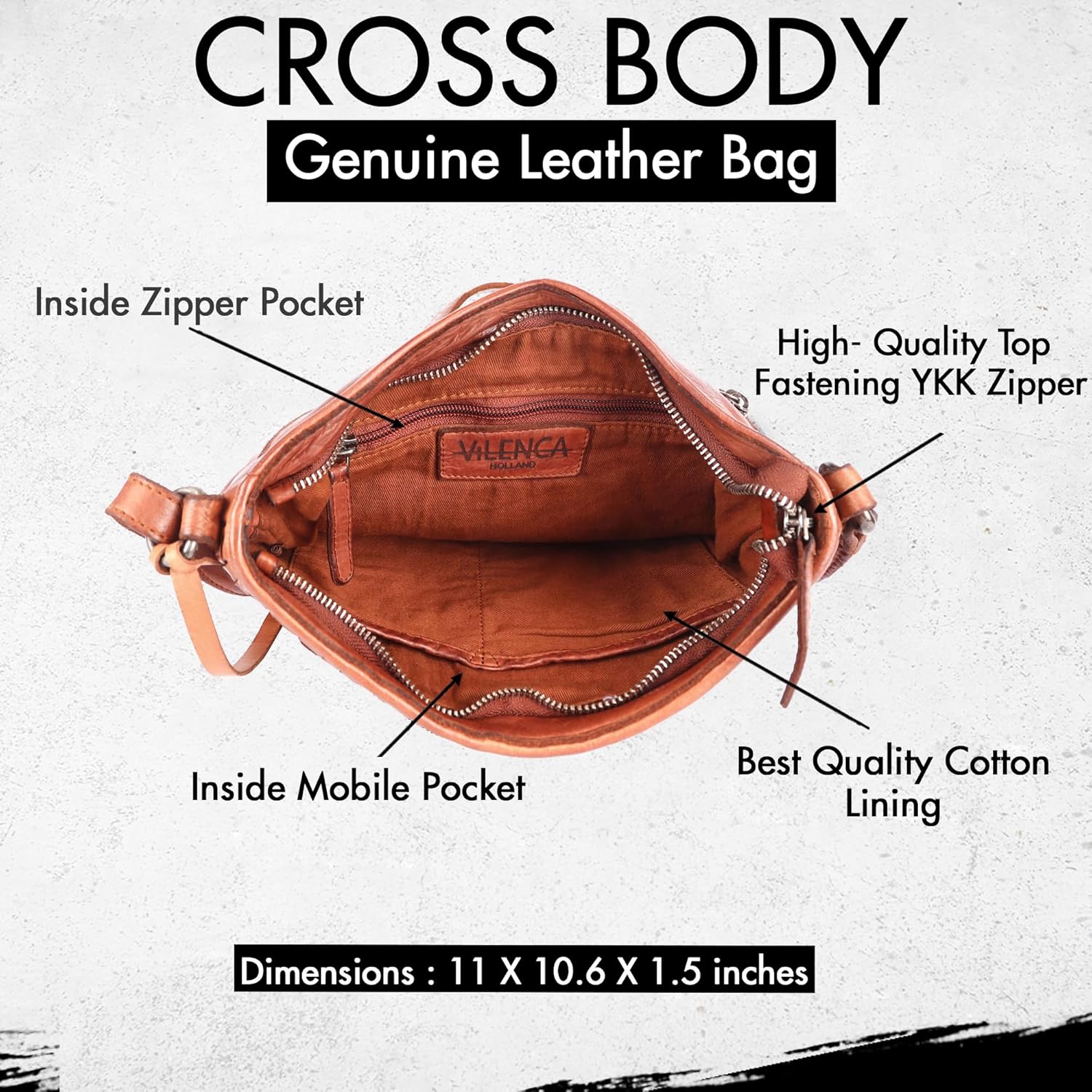 Genuine Leather Crossbody Sling Bag for Women, Purse for Women Trendy Casual Office Bag with Adjustable Strap - Image 4