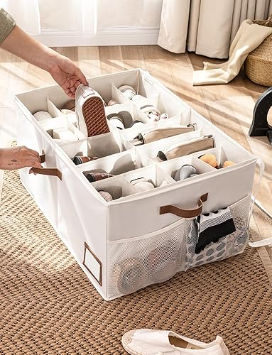 Miniatura 6 de StorageWorks Organizador de zapatos para armario, se adapta a hasta 20 pares, contenedores de almacenamiento de zapatos con bolsillo lateral de