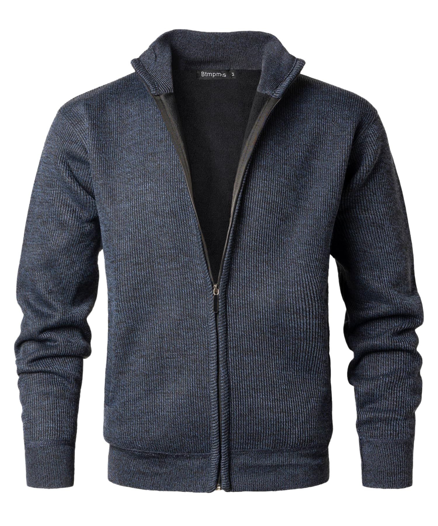 Cárdigan de Punto para Hombre Suéter Grueso Cremallera Cuello Alto Chaqueta Cálido Forro Polar Invierno