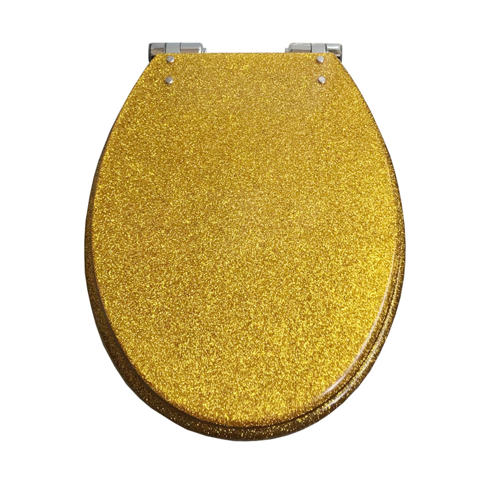 Toilet lid, Sparkly Resin Toilet Seat with Quick Release 360° Adjustable Hinges Soft Close Metal Hinge 36Cm ×42Cm(Gold)