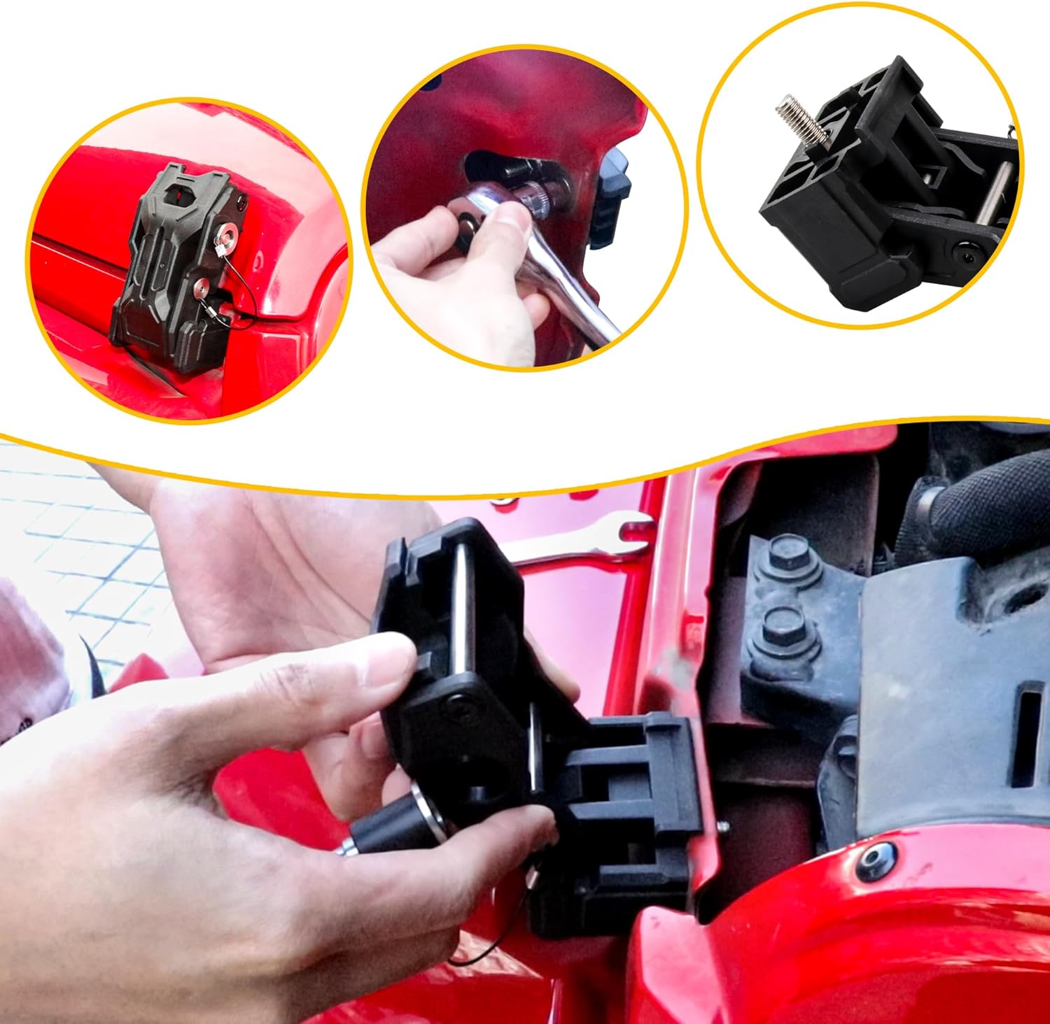 Locking Hood Latch Hood Lock Compatible with 2018-2026 Jeep Wrangler JL 4XE Gladiator JT Hood Latches Kit Hood Catch Replacement Accessories, Eliminate Hood Flutter, 2X Keys, 1 Pair Black