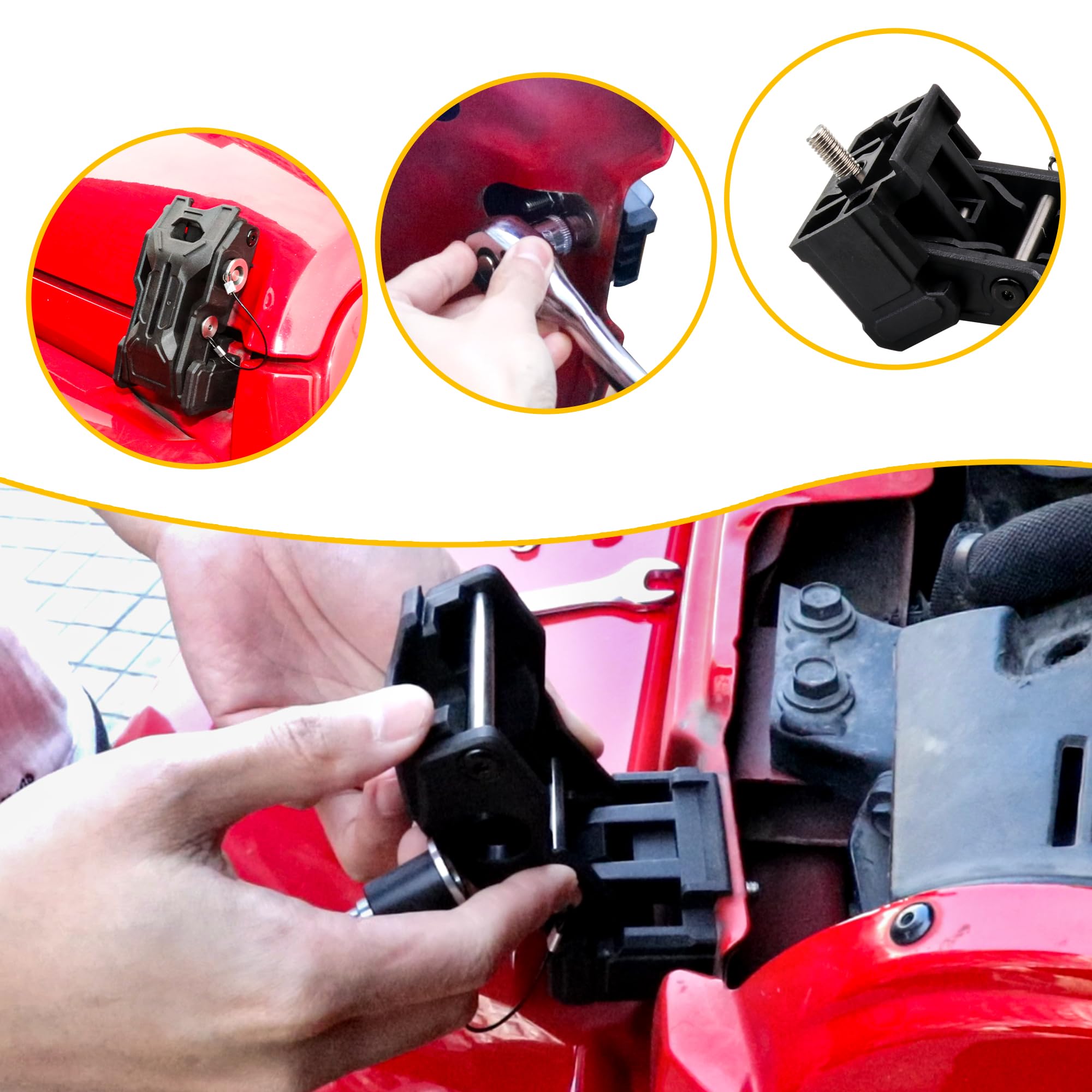Loquet de verrouillage de capot compatible avec Jeep Wrangler JL 4XE Gladiator JT 2018-2025 Kit de loquets de capot de rechange, élimine les flottements de capot, 2 clés, 1 paire