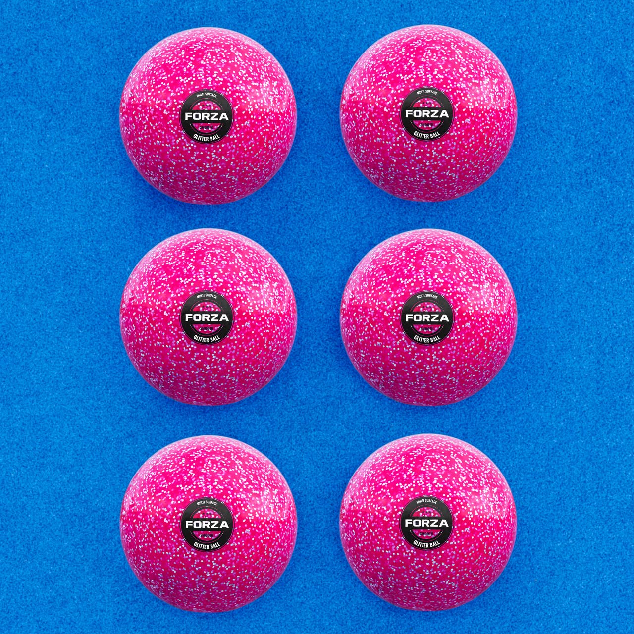 FORZA Match & Training Hockey Balls - Dimpled & Smooth | Complete Range - Tried & Tested By Hockey Wales (Pack of 6, Glitter Training Ball | Pink)