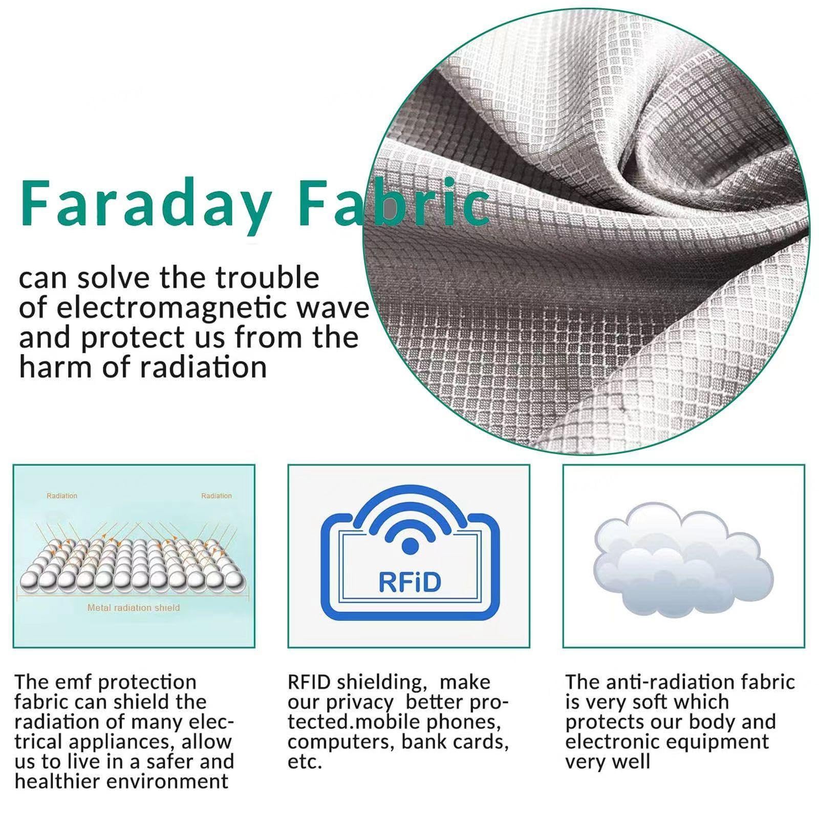Tissu Anti Ondes Électromagnétiques Anti-rayonnement Faraday EMF RFID - Barrière Électromagnétique DIY pour Téléphone Portable, Argent 2m