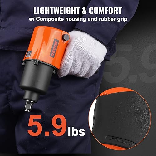 Miniatura 4 de VEVOR Llave de impacto neumática, pistola de impacto de aire de transmisión de 12 pulgada de hasta 880 pies-libras, par de torque rompe-tuercas,