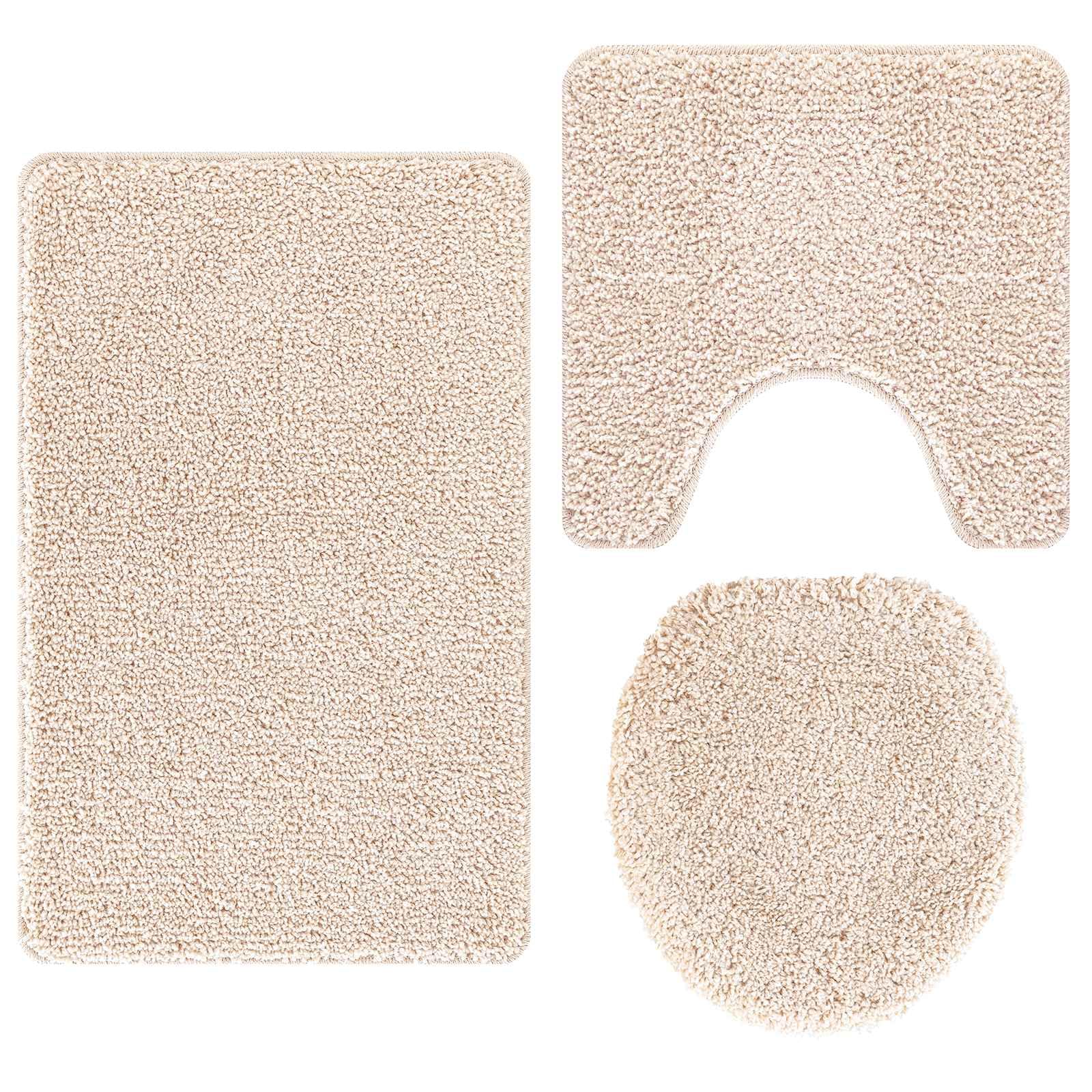 Set Tapis De Bain Antiderapant 3 Pieces Crème PP