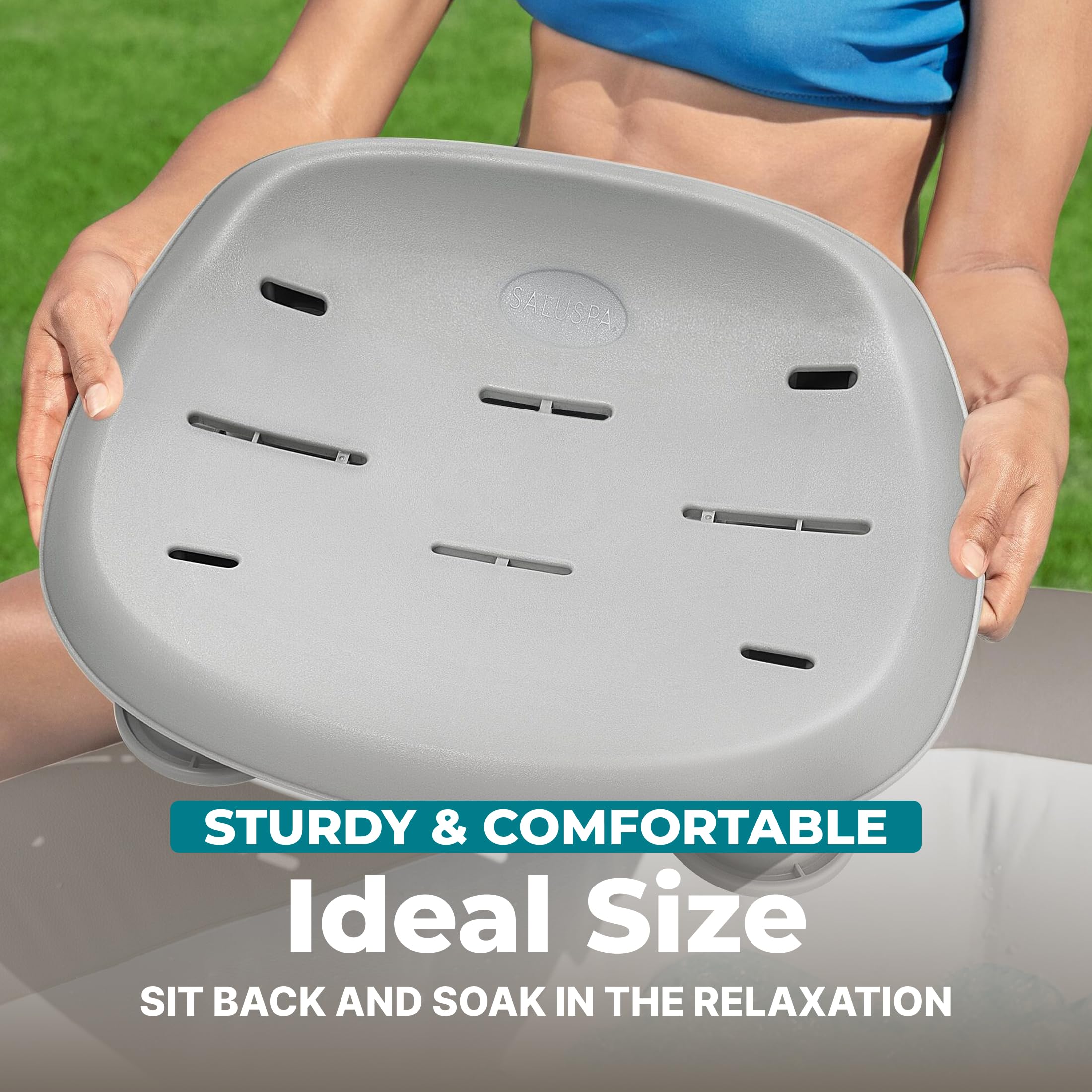 Bestway SaluSpa Unterwassersitz, langlebig, rutschfest, für Schwimmbad und Spa, mit höhenverstellbaren Beinen und beschwerten Füßen, Grau