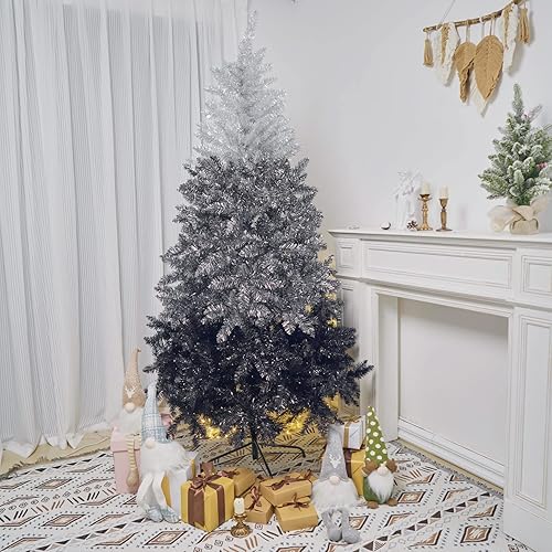 Miniatura 3 de Árboles de Navidad artificiales, árbol de abeto negro degradado para el hogar, oficina, apartamento, decoración de fiesta, sin luz, 5 pies