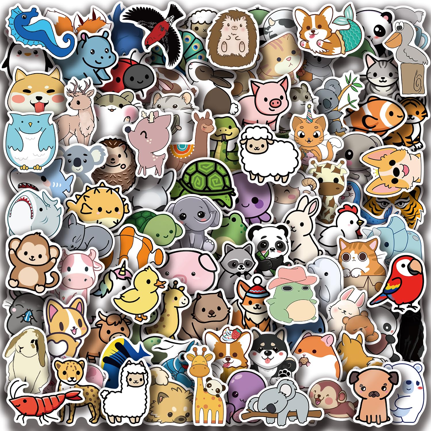 100 Pcs Animal Stickers for Kids, Cute Waterproof Vinyl Stickers Pack for Water Bottles & Laptops, Fun Classroom Prizes for Elementary Students