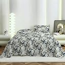 Story@Home 190 TC Cotton Double Bedsheet Set with 2 Pillow Covers | Soft Breathable Fabric | 250 x 225 cm Double Bed Sheet | Grey & Dark Grey Leaf Printed Bedding for Bedroom gallery image