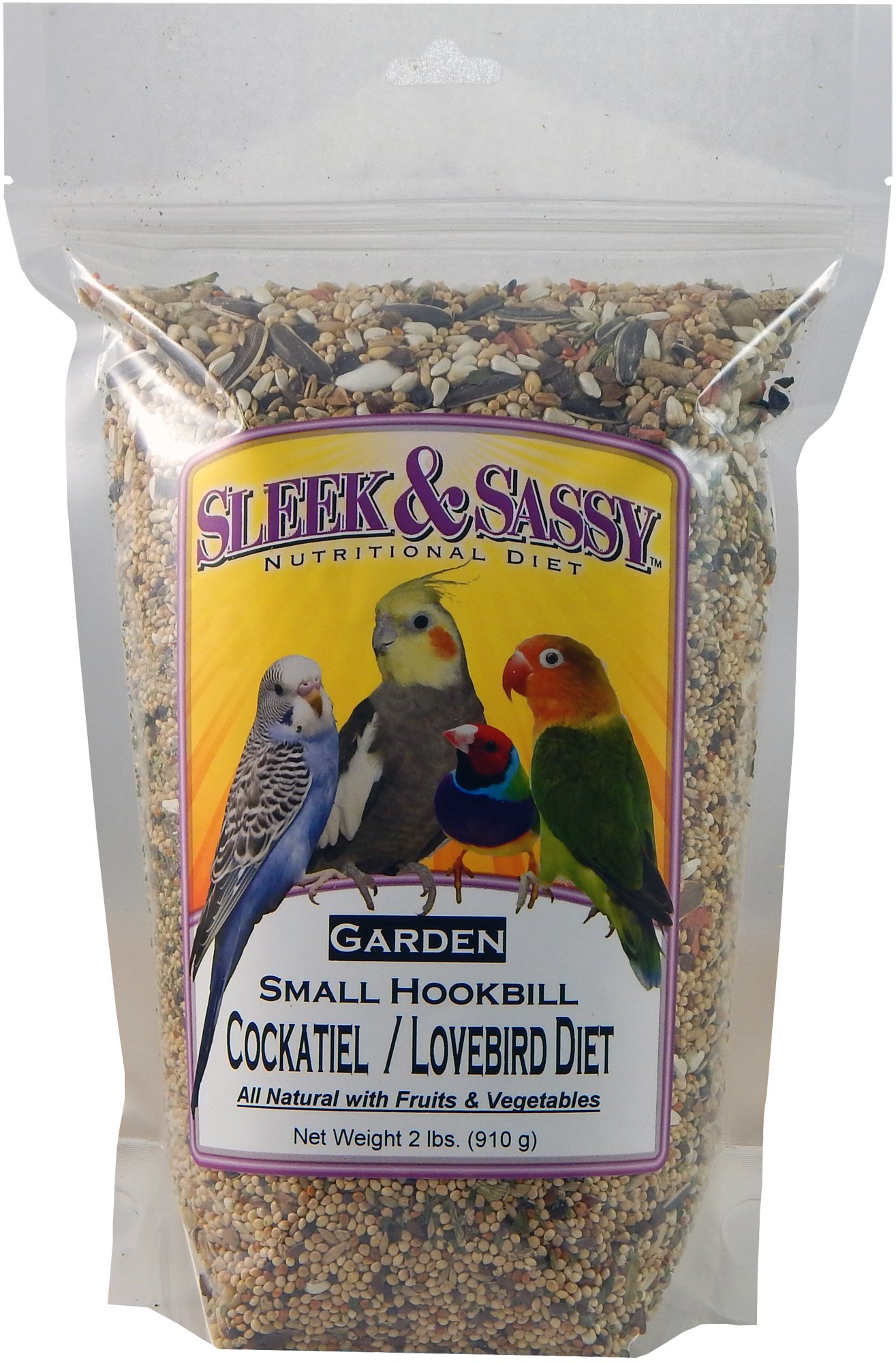 SLEEK & SASSY Garden Small Hookbill Bird Food for Cockatiels, Lovebirds, Quaker Parrots & Small Conures (2 lbs.)