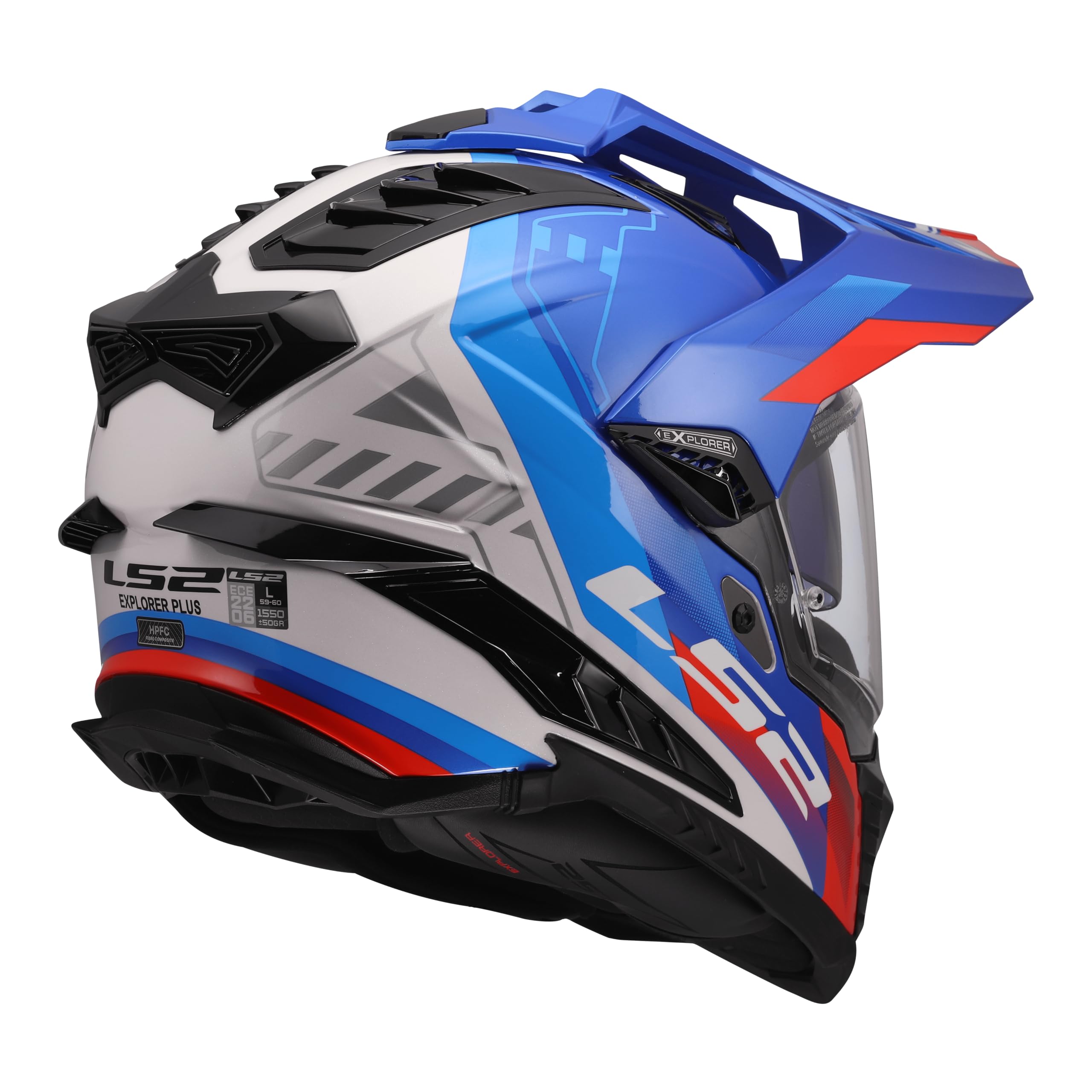 LS2, Casco Moto Cross EXPLORER HEXA White Blue Red, M
