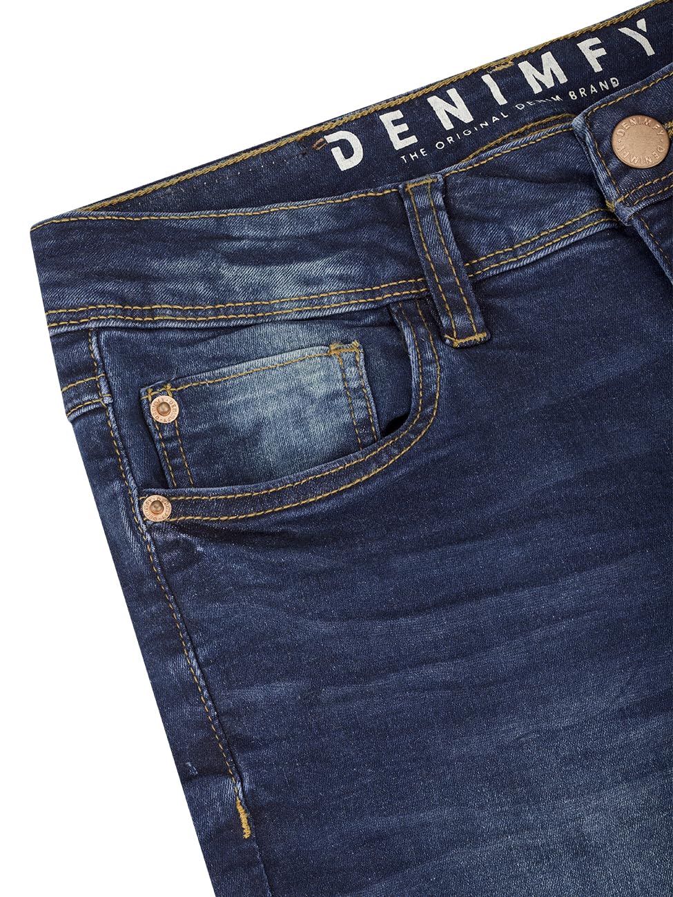 DENIMFY Jeans Damen lang Stretch Slim Fit Mid Waist DFElla Jeanshose