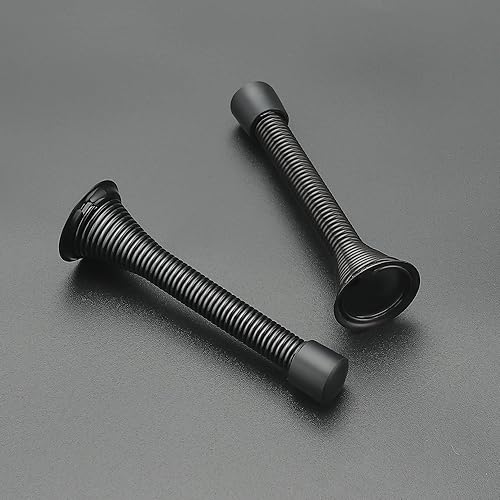 Miniatura 2 de Ravinte Topes de puerta, paquete de 12 topes de puerta de resorte negros con parachoques de goma, topes de puerta para la parte inferior de la puerta