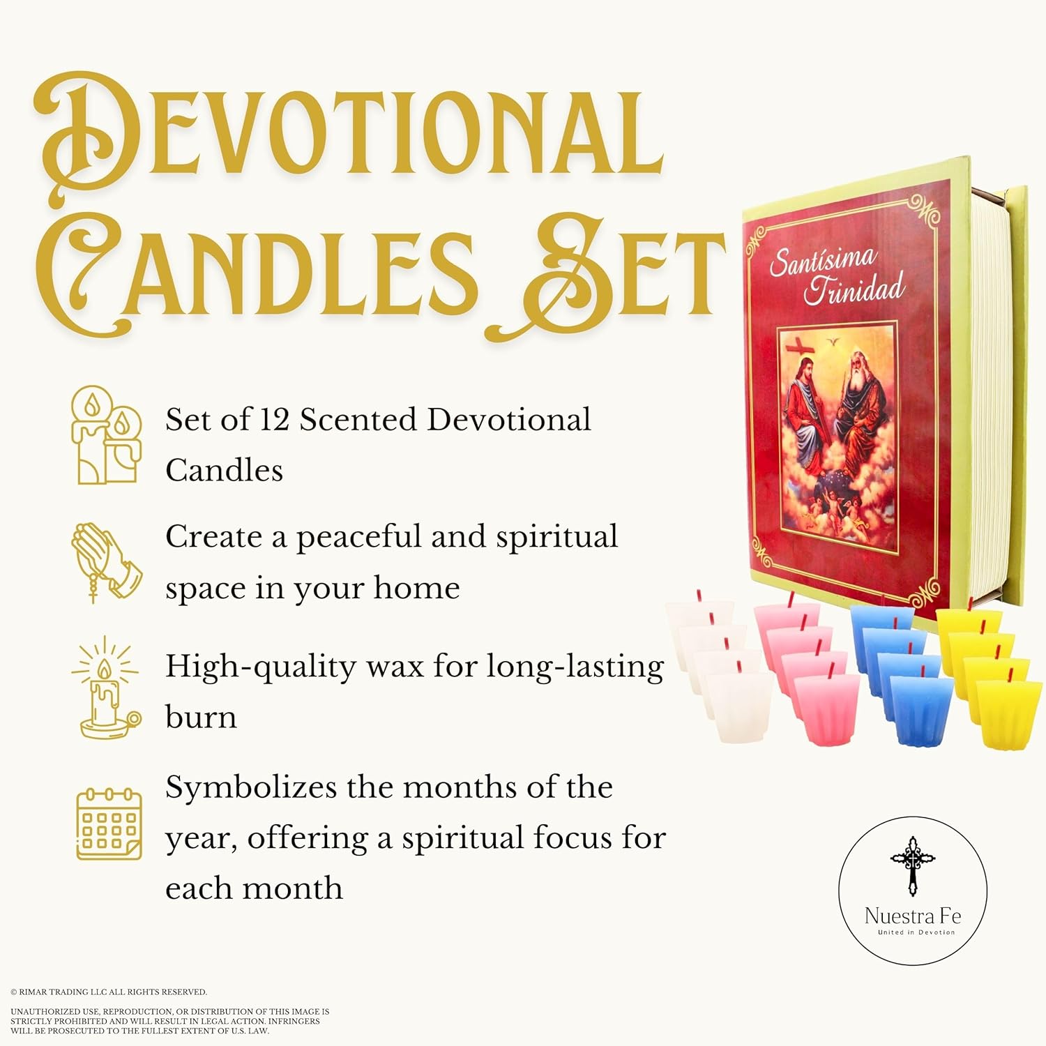12 Pack Devotional Candles in a Prayer Box - Las 12 Velas de la Divina providencia catolica - velas para posadas - velas para pedir Posada - Procession Candles - Religious Candles - Cirios catolicos