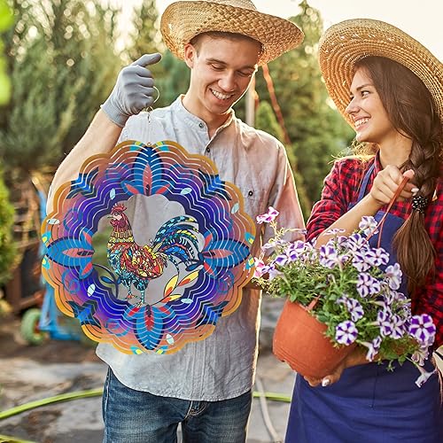 Miniatura 25 de Molinillos de viento de metal de pavo real, regalos para mujeres, mamá, abuela, esposa, hilandero de viento colgante para decoración de exteriores e