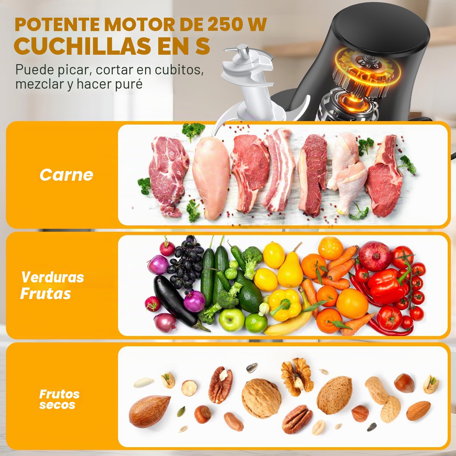picadora electrica trituradora de alimentos picadora de carne 250W eléctrica picadora carne electrica desmenuzador de pollo picadora eléctrica de carne para pechuga de pollo frutas verduras