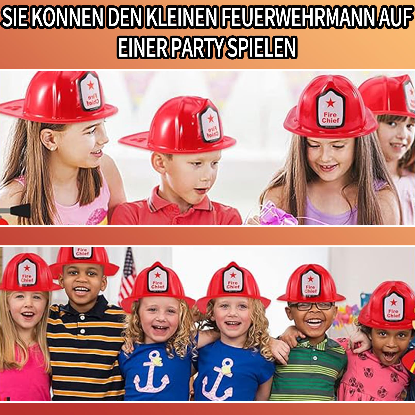 24 Stück Feuerwehrhelm Kinder, Roter Feuerwehrhelm für Kinder und Erwachsene, Weiche Feuerwehr Helm, Feuerwehrmann-Hut Partyhüte für Rollenspiel Party Kostüm Zubehör