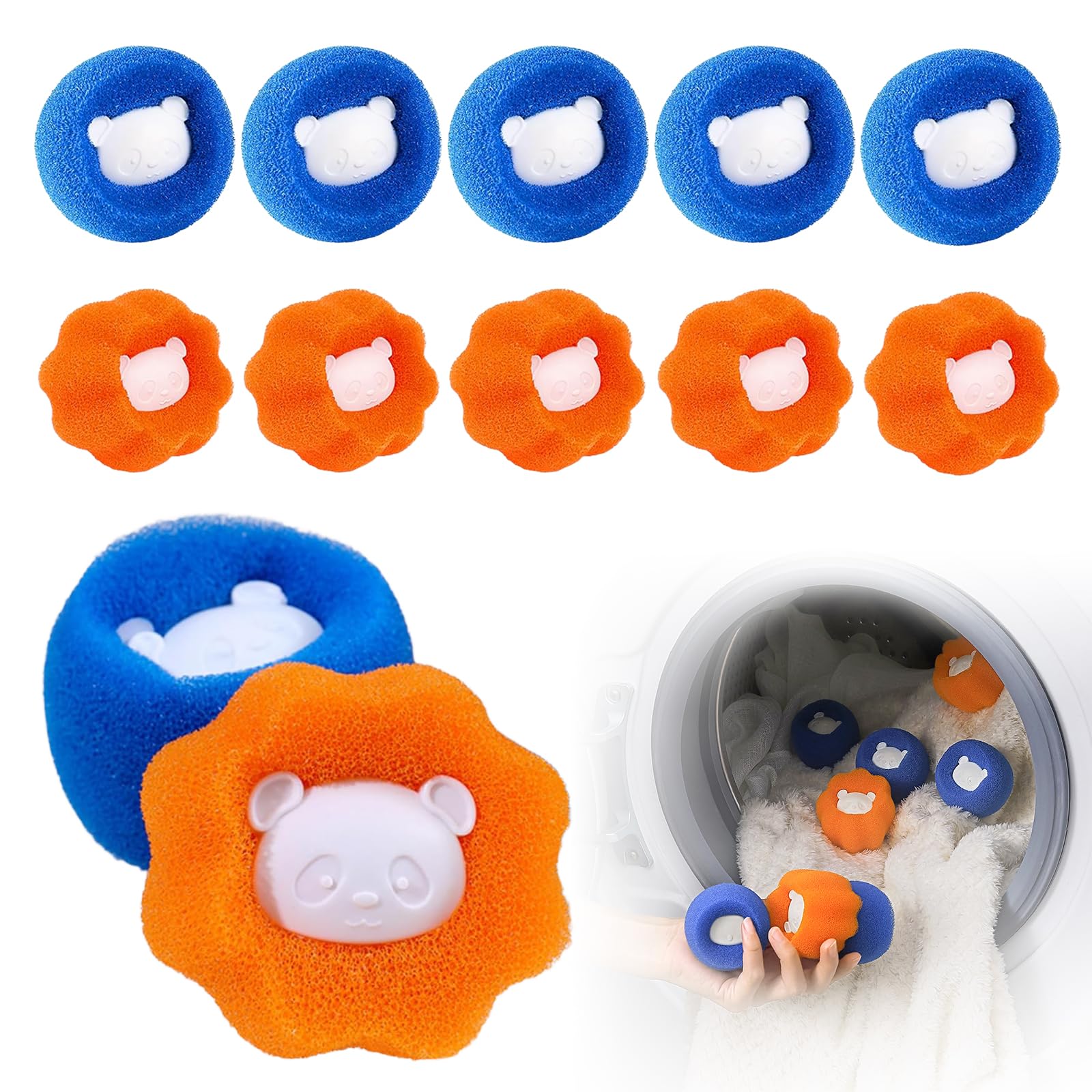 10 Stücke Fusselbälle für Waschmaschine Waschmaschine Haarfänger für Tierhaarentferner Waschmaschine Waschmaschine Wiederverwendbarer Anti Anti-Entfernt Tierhaare - Waschball für Waschmaschine und Tr