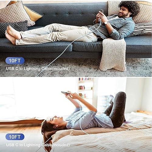 Vista 67 de Cargador rápido para iPhone 11, 12, 13, 14, [certificado MFi], paquete de 2 cargadores de iPhone de 20 W, bloque rápido con cable USB-C a Lightning