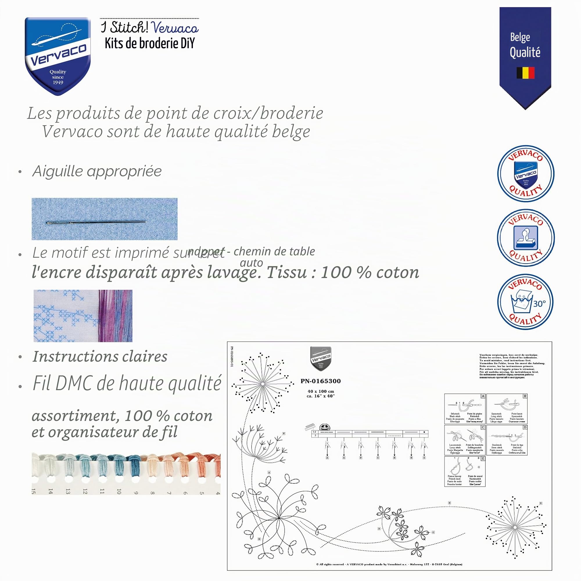 VERVACO Kit Point De Croix Pré-Imprimé Chemin De Table NOËL Broderie Kit Complet Adulte Loisir Créatif Maison Decoration Manuelle Table Cadeou DIYca. 40 x 100 cm Cross Stitch Embroidery