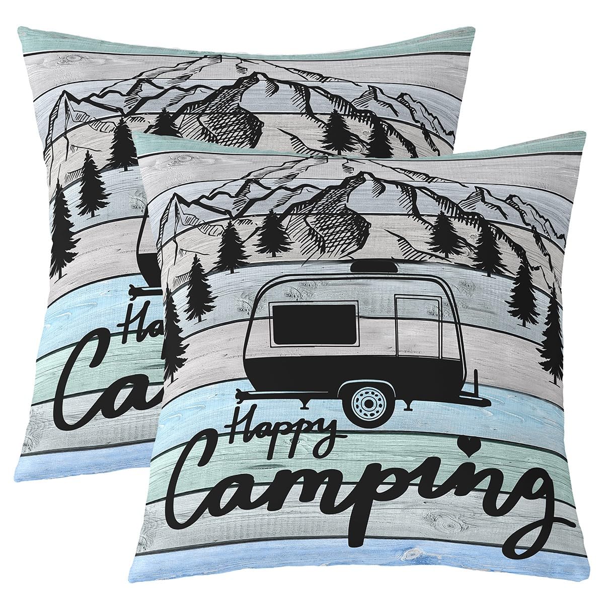 Camper Pillow Cases Cushion Covers Kids Happy Camping Throw Pillow Covers 24
