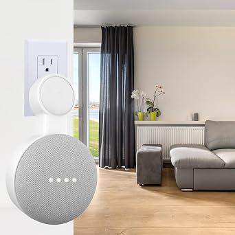 Sintron Steckdosen-Wandhalterung für Google Nest Mini & Google Home Mini ein platzsparendes Zubehör mit Kabelmanagement für Google Smart Speakers 1. Gen.& 2. Gen. keine unordentlichen Kabel Schrauben